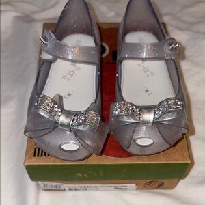 Mini melissa clear toddler flats silver tone Mary Jane Shoes